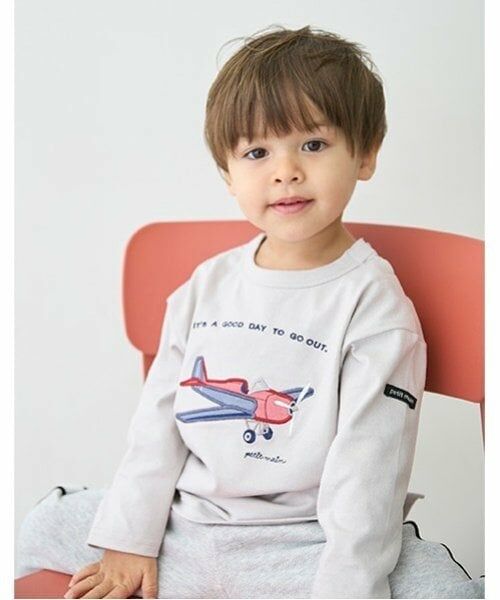 petit main / プティマイン Tシャツ | 乗り物アップリケ長袖Tシャツ | 詳細2