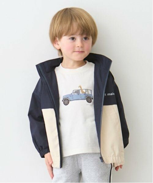 petit main / プティマイン ブルゾン | 【撥水加工】切替ウィンブレ（紺）