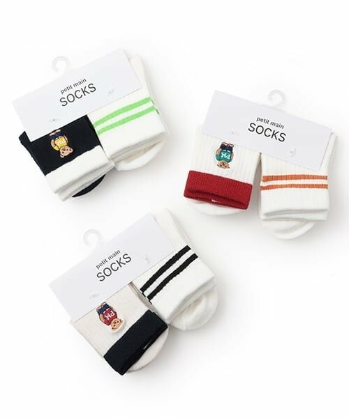 petit main / プティマイン ソックス | くま・ラインクルーソックス2P | 詳細7