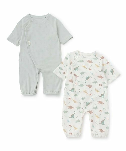 petit main / プティマイン ロンパース | 【弱酸性】7分袖2WAYオール（薄カーキ）