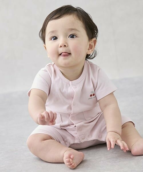 petit main / プティマイン ロンパース | 【GOODPRICE】半袖カバーオール（ライト ピンク）