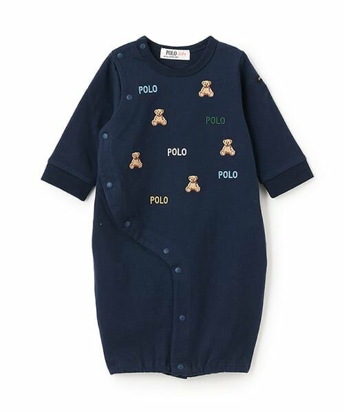 petit main / プティマイン ロンパース | 【POLO BCS】くま刺しゅう2WAYオール（紺）