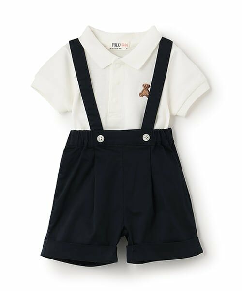 petit main / プティマイン ベビー・キッズウエア | 【POLO BCS】ポロシャツ＋サスつきパンツセット（オフ ホワイト）