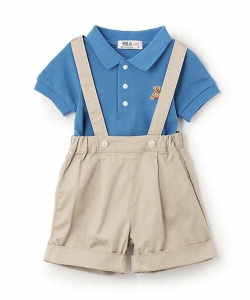 petit main / プティマイン ベビー・キッズウエア | 【POLO BCS】ポロシャツ＋サスつきパンツセット（ブルー）