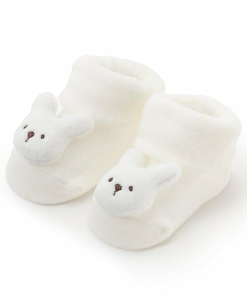 petit main / プティマイン ベビー・キッズウエア | アニマルモチーフカップソックス（アイボリー）