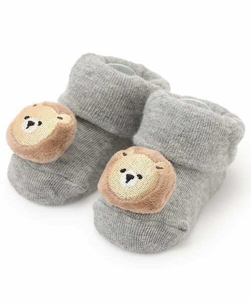 petit main / プティマイン ベビー・キッズウエア | アニマルモチーフカップソックス（トップ グレー）