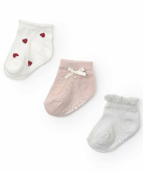 petit main / プティマイン ベビー・キッズウエア | アソート3Pソックス（ライト ピンク）