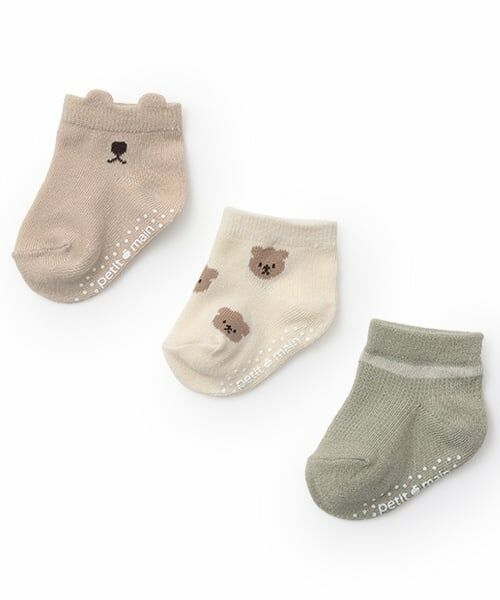 petit main / プティマイン ベビー・キッズウエア | アソート3Pソックス（ライト グリーン）