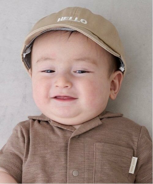 petit main / プティマイン ベビー・キッズグッズ | ロゴ刺繍キャップ（ベージュ）