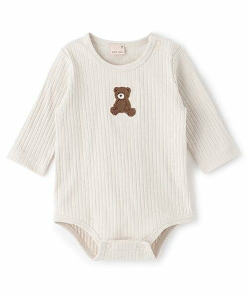 petit main / プティマイン ロンパース | 【弱酸性】アニマルロンパース（薄ベージュ）