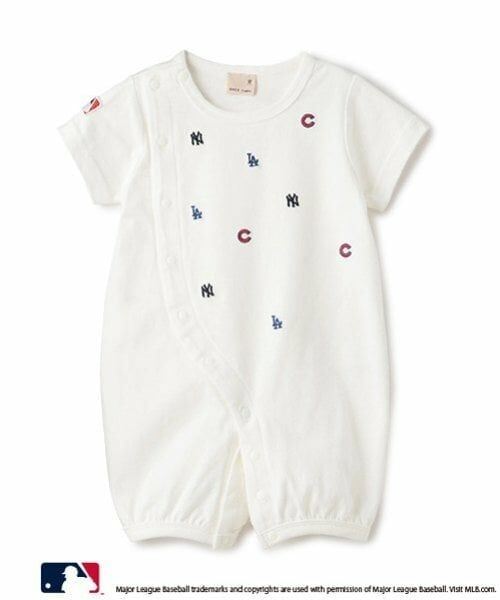 petit main / プティマイン ロンパース | 【MLB】チーム刺しゅう2WAYオール（オフ ホワイト）
