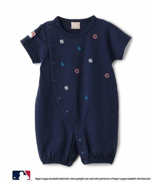 petit main / プティマイン ロンパース | 【MLB】チーム刺しゅう2WAYオール（紺）