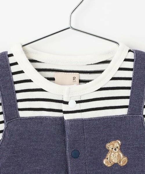 petit main / プティマイン ロンパース | クマ刺しゅうサロペ風カバーオール | 詳細5