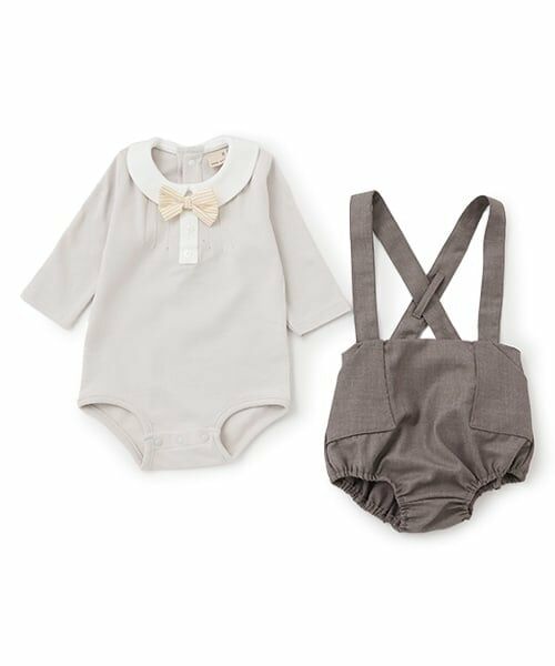 petit main / プティマイン ベビー・キッズウエア | ネクタイ付きロンパース+パンツセット | 詳細6