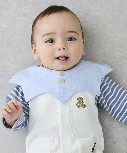 petit main / プティマイン スタイ・ビブ | 【防水】星スタイ（ライト ブルー）