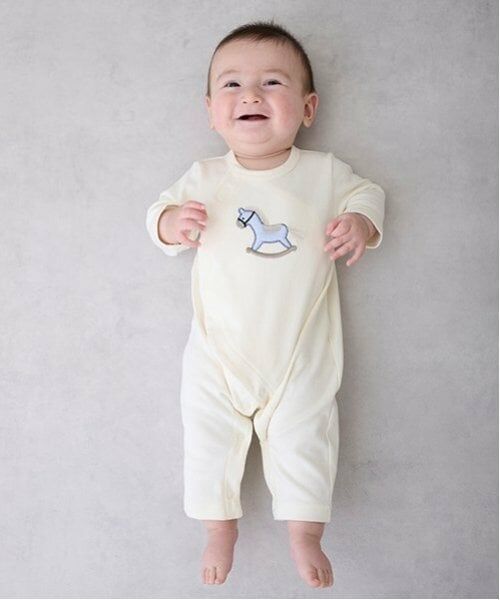 petit main / プティマイン ロンパース | 【弱酸性】モチーフアップリケカバーオール（アイボリー）