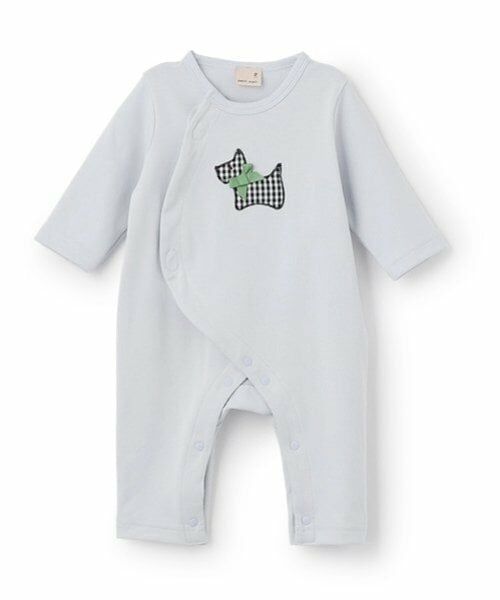petit main / プティマイン ロンパース | 【弱酸性】モチーフアップリケカバーオール（ライト ブルー）