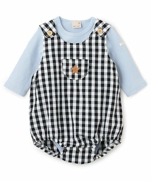 petit main / プティマイン ベビー・キッズウエア | チェックサロペットセット（黒）