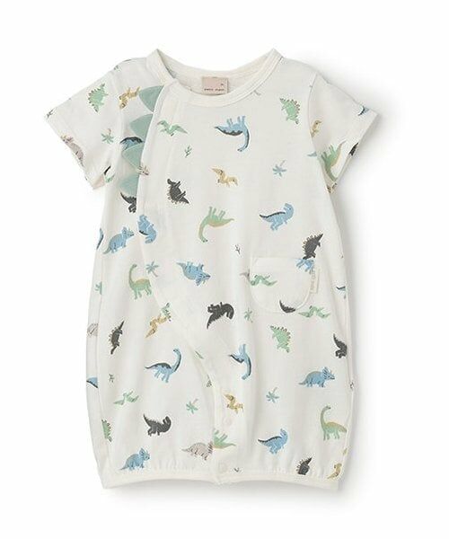 petit main / プティマイン ロンパース | 【弱酸性】恐竜2WAYオール（アイボリー）