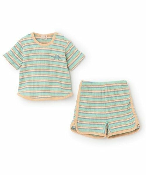 petit main / プティマイン ベビー・キッズウエア | マルチボーダーセットアップ | 詳細2