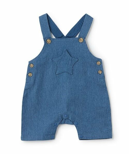 petit main / プティマイン ベビー・キッズウエア | ホシポケットサロペット（ブルー）