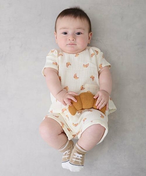 petit main / プティマイン ベビー・キッズウエア | ガーゼ総柄セットアップ | 詳細1