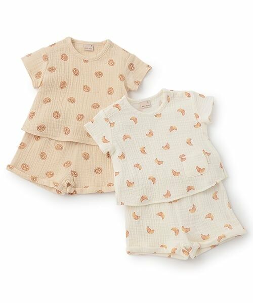 petit main / プティマイン ベビー・キッズウエア | ガーゼ総柄セットアップ | 詳細11