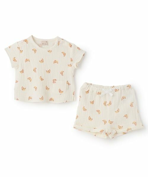 petit main / プティマイン ベビー・キッズウエア | ガーゼ総柄セットアップ | 詳細2