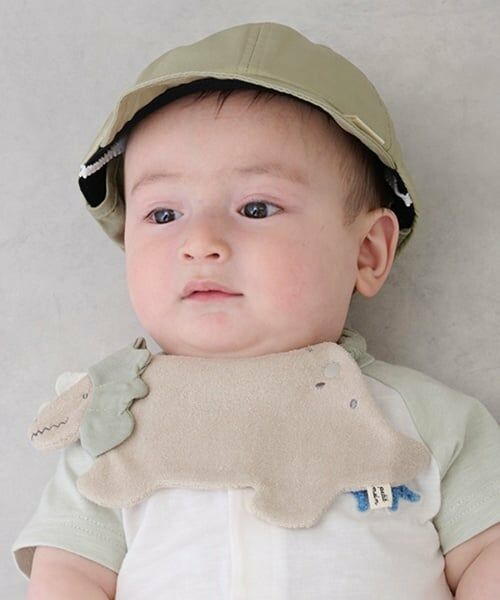 petit main / プティマイン スタイ・ビブ | 【防水】恐竜スタイ（ライト グリーン）