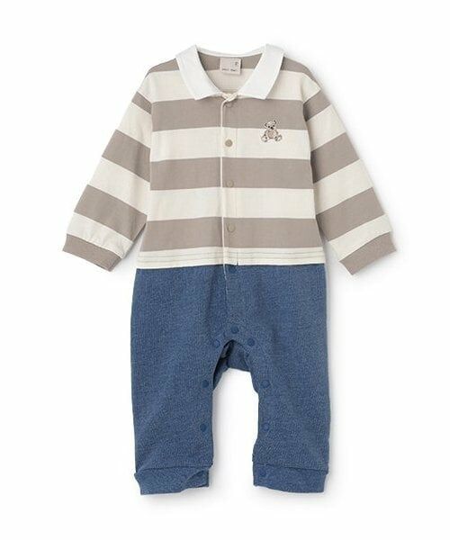 petit main / プティマイン ロンパース | 【リンク】ラガーカバーオール（ベージュ）