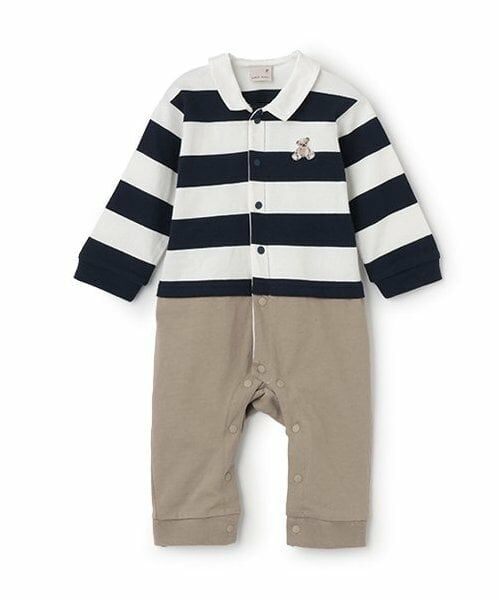 petit main / プティマイン ロンパース | 【リンク】ラガーカバーオール（紺）