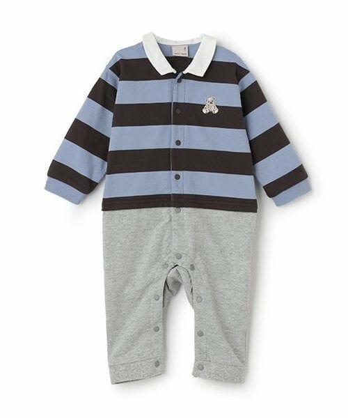 petit main / プティマイン ロンパース | 【リンク】ラガーカバーオール（ブルー）