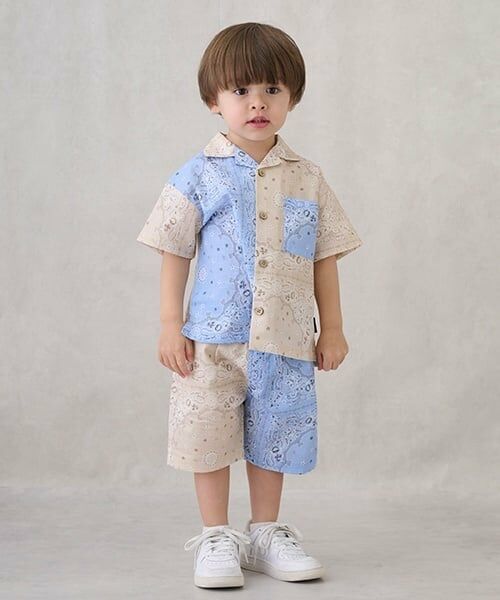 petit main / プティマイン ショート・ハーフ・半端丈パンツ | 【リンク】柄アソートハーフパンツ(キッズ)（ライト ブルー）