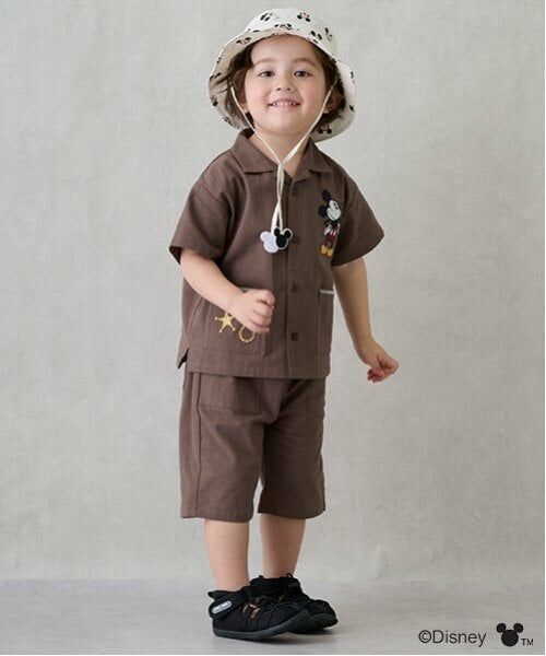 petit main / プティマイン ショート・ハーフ・半端丈パンツ | 【Disney】刺しゅうハーフパンツ（茶）
