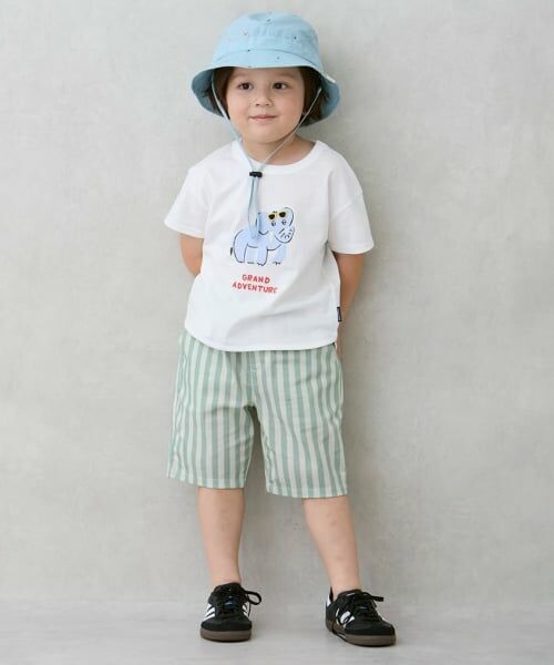 petit main / プティマイン ショート・ハーフ・半端丈パンツ | 総柄ハーフパンツ（ライト グリーン）