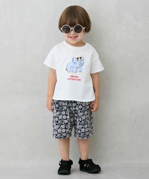 petit main / プティマイン ショート・ハーフ・半端丈パンツ | 総柄ハーフパンツ（紺）