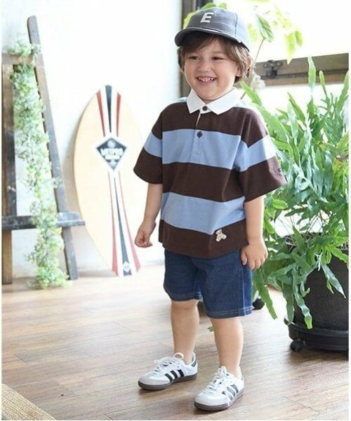 petit main / プティマイン ショート・ハーフ・半端丈パンツ | ストレッチデニムハーフパンツ（ブルー）