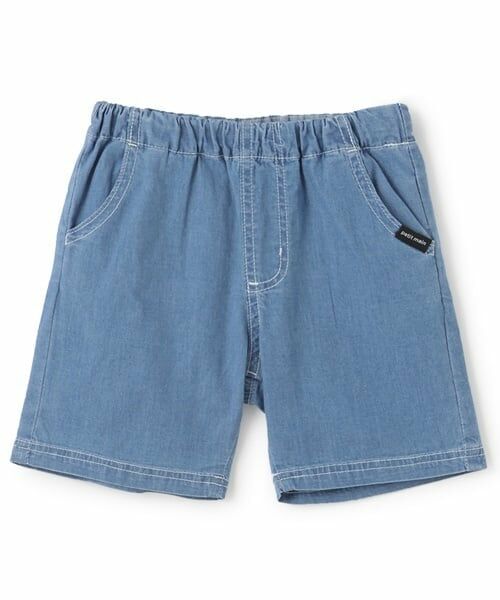 petit main / プティマイン ショート・ハーフ・半端丈パンツ | ストレッチデニムハーフパンツ（サックス）