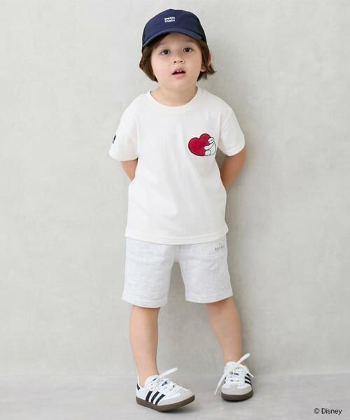 petit main / プティマイン ショート・ハーフ・半端丈パンツ | 【Disney】アソートカットハーフパンツ（シロ杢）