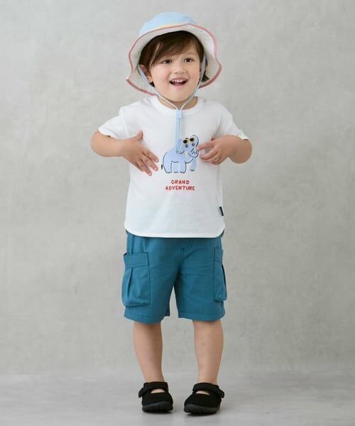 petit main / プティマイン ショート・ハーフ・半端丈パンツ | ハーフカーゴパンツ（モス グリーン）