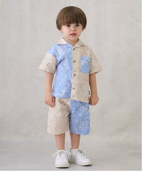 petit main / プティマイン シャツ・ブラウス | 【リンク】マルチ柄開衿半袖シャツ(キッズ) | 詳細2