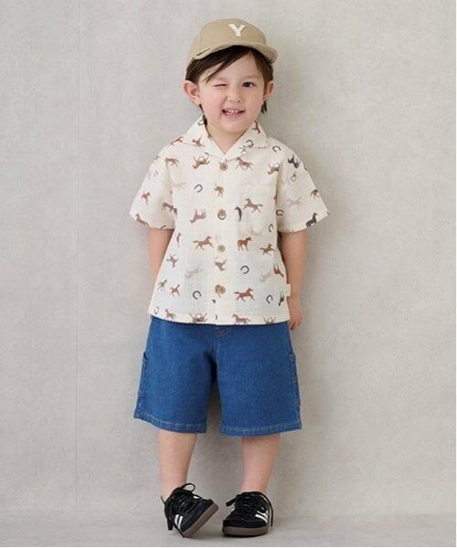 petit main / プティマイン シャツ・ブラウス | 【リンク】マルチ柄開衿半袖シャツ(キッズ) | 詳細5