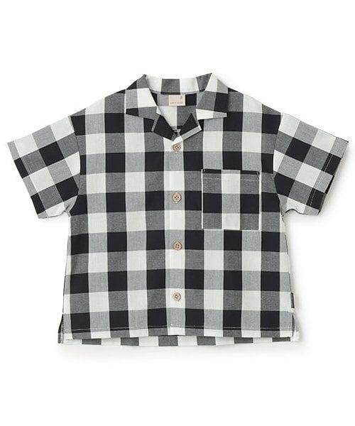 petit main / プティマイン シャツ・ブラウス | 【リンク】マルチ柄開衿半袖シャツ(キッズ)（黒）