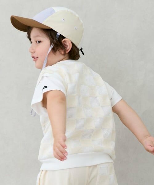 petit main / プティマイン Tシャツ | スクエア刺しゅうドッキング半袖Tシャツ | 詳細1