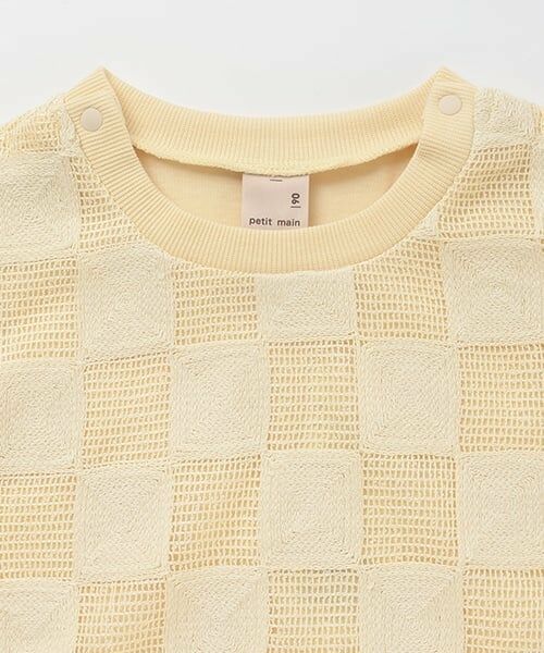 petit main / プティマイン Tシャツ | スクエア刺しゅうドッキング半袖Tシャツ | 詳細7