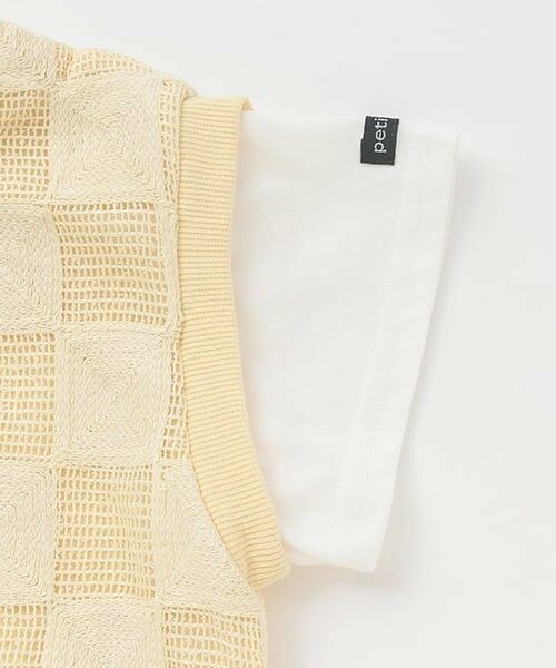 petit main / プティマイン Tシャツ | スクエア刺しゅうドッキング半袖Tシャツ | 詳細8