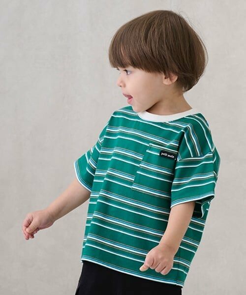 petit main / プティマイン Tシャツ | 【防汚加工】マルチボーダー半袖Tシャツ | 詳細1