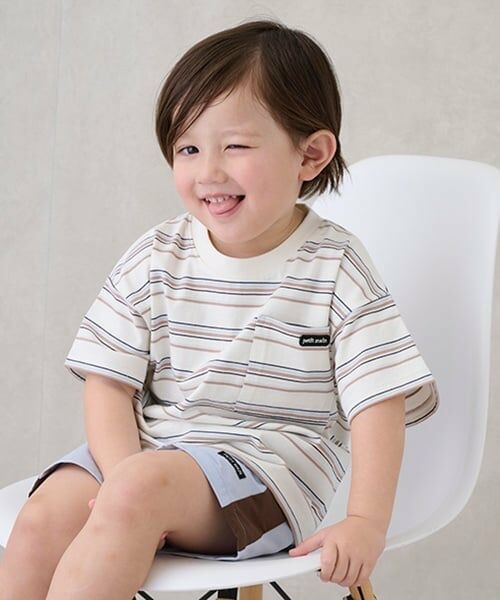 petit main / プティマイン Tシャツ | 【防汚加工】マルチボーダー半袖Tシャツ | 詳細3