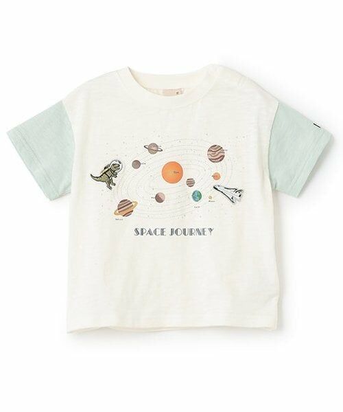 petit main / プティマイン Tシャツ | 【防汚加工】宇宙グラフィック半袖Tシャツ（オフ ホワイト）