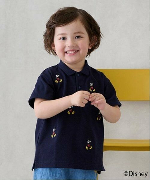 petit main / プティマイン ポロシャツ | 【Disney】ミッキー/刺しゅう半袖ポロ（紺）